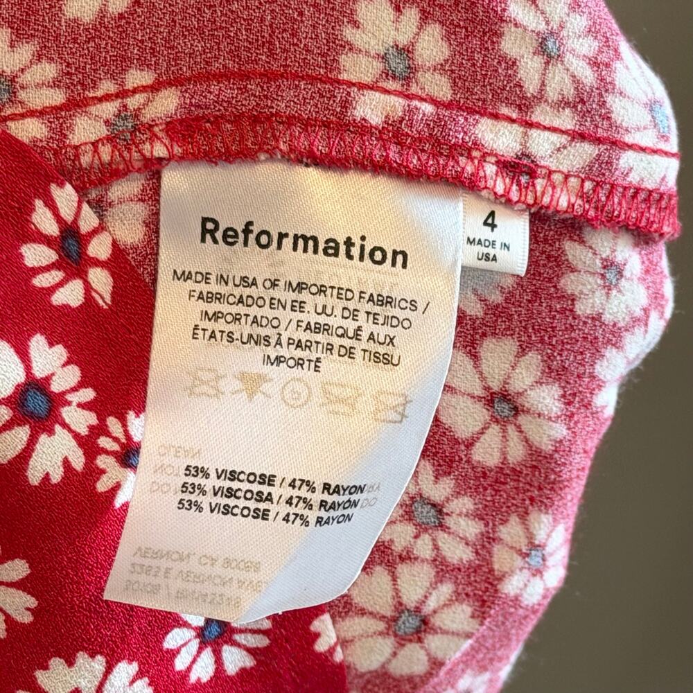 Reformation Floral Maxi Dress 4 Red Summer Cottagecore Prairie Feminine Romantic - Picture 8 of 8